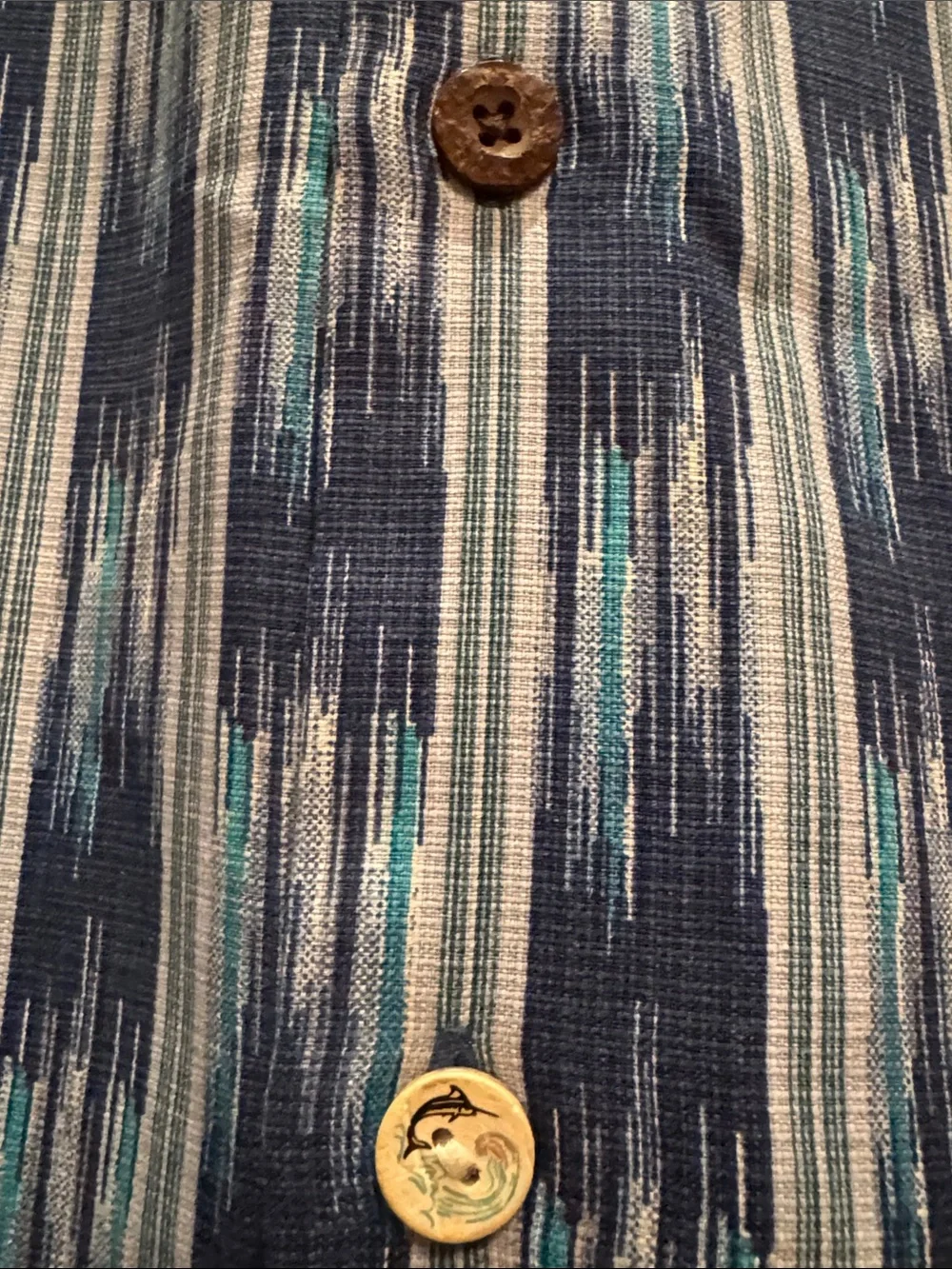 Tommy Bahama Navy and Light Blue Striped Short-Sleeve Button-Down